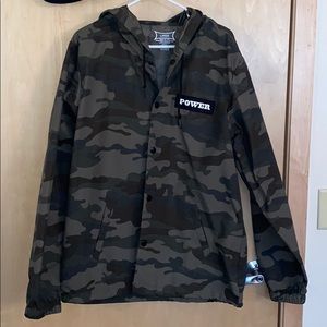Mark Bell camo button up wind breaker